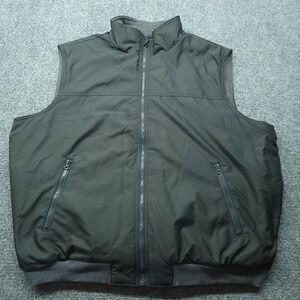 Chaps Mens Full Zip Fleece Lined Vest Black XXL Mock Neck Sleeveless Jacket